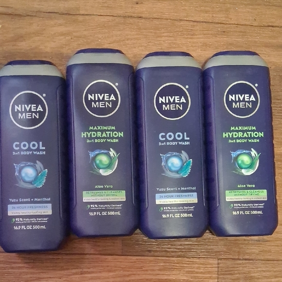 Nivea Other - Men Cool Maximum Hydration 3-in-1 Body Wash - Blue